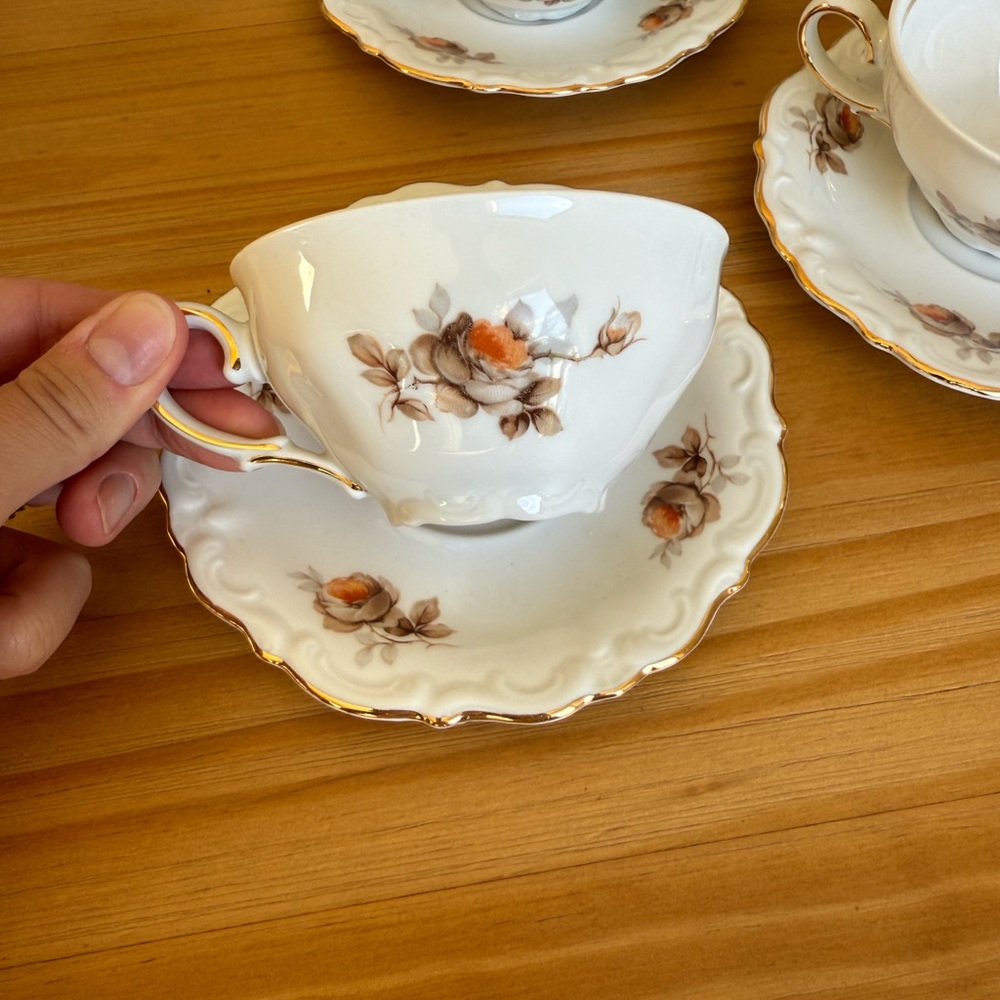 Vintage Winterling Bavarian German‎ China Teacup and Saucer Set 6 pieces